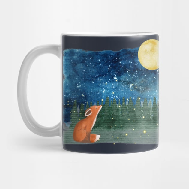 Fox looking at the Moon by Petprinty